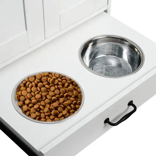 Dog Feeding Station with Hidden Bowls & Storage Locker